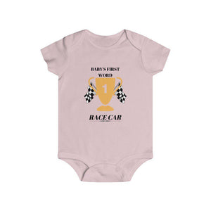 BABYS FIRST WORD, RACE CAR Infant Rip Snap Tee