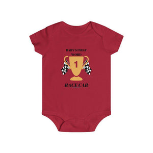 BABYS FIRST WORD, RACE CAR Infant Rip Snap Tee