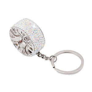 Rhinestone Bling Key Ring/chain Wheel/Rim for Female Auto Enthusiast